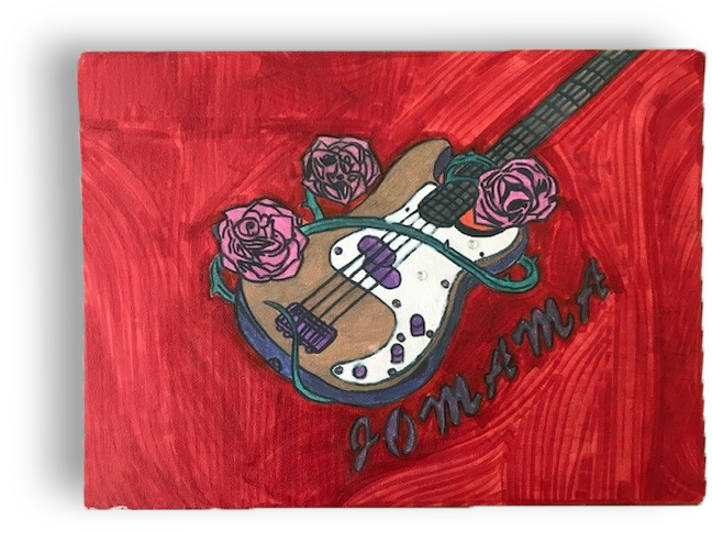 Hand drawing of a guitar with roses