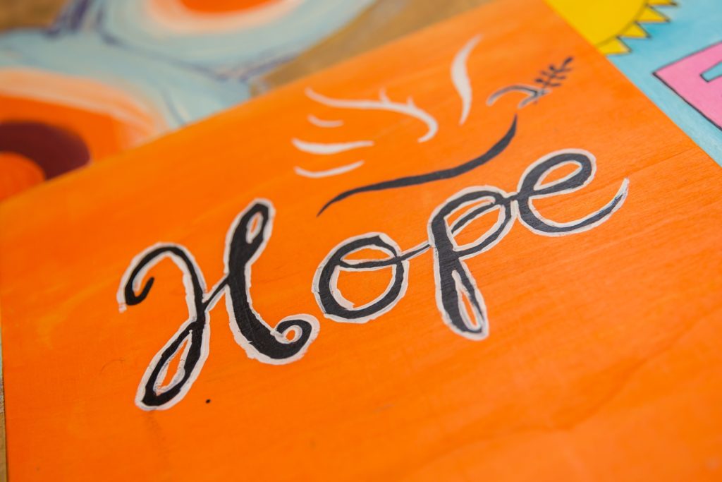 Painting with the word Hope on it