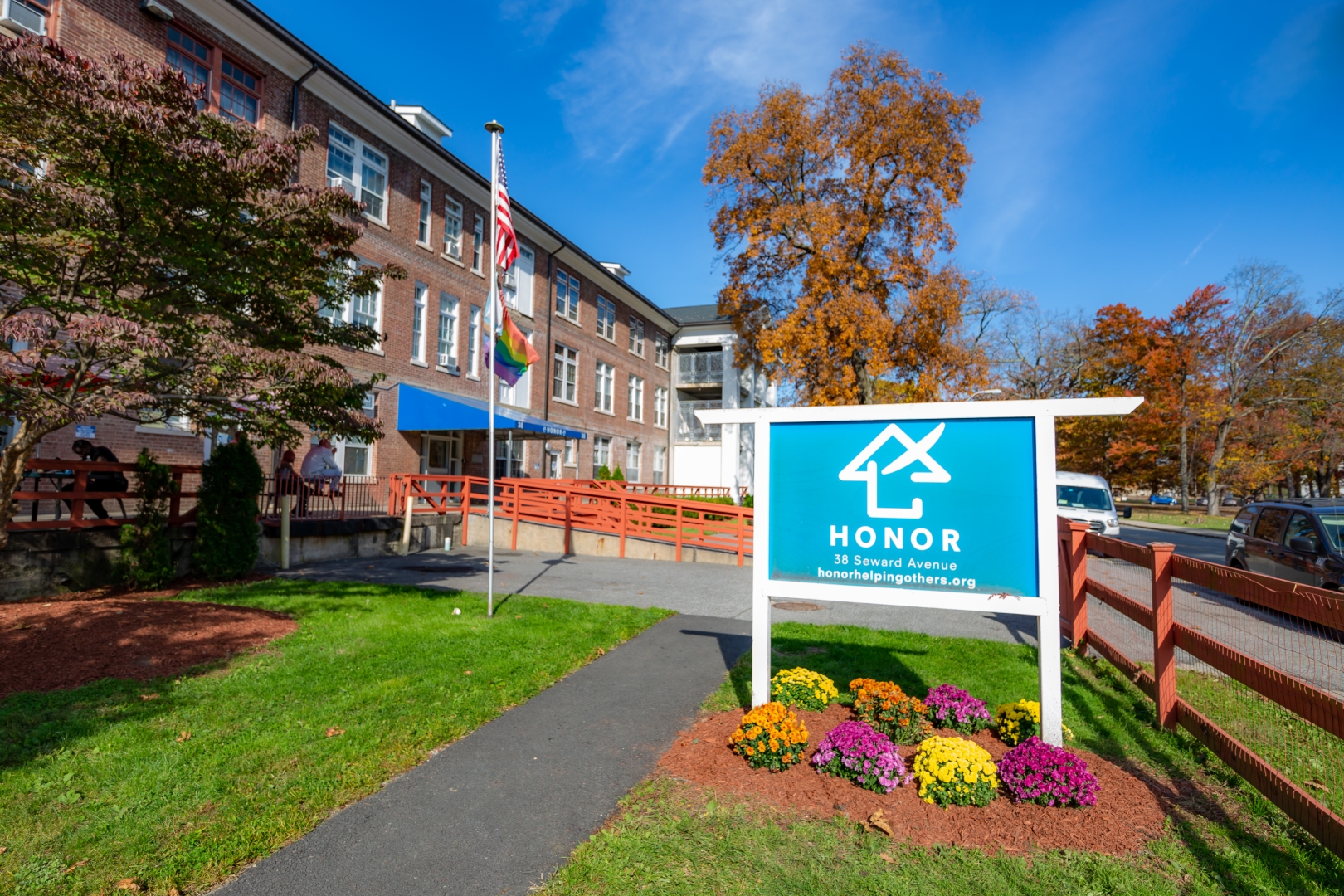 Honor facility with sign out front